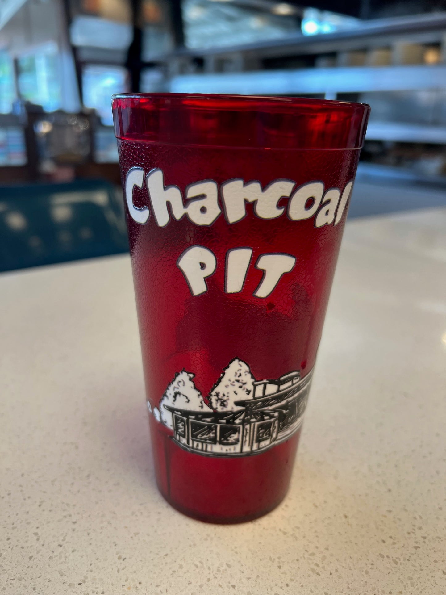 Vintage Charcoal Pit Red Plastic Cup