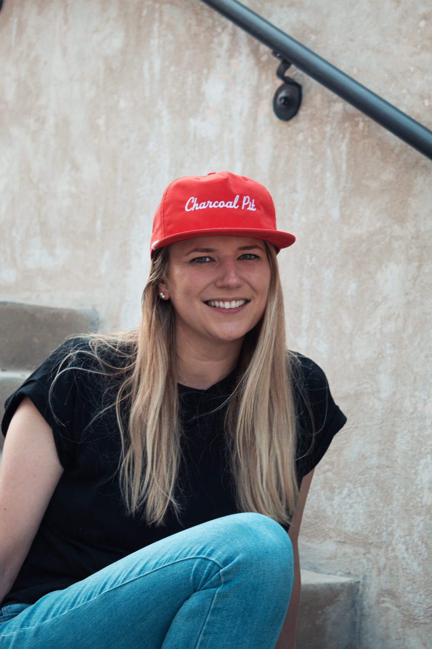 Charcoal Pit Red & White Rope Hat