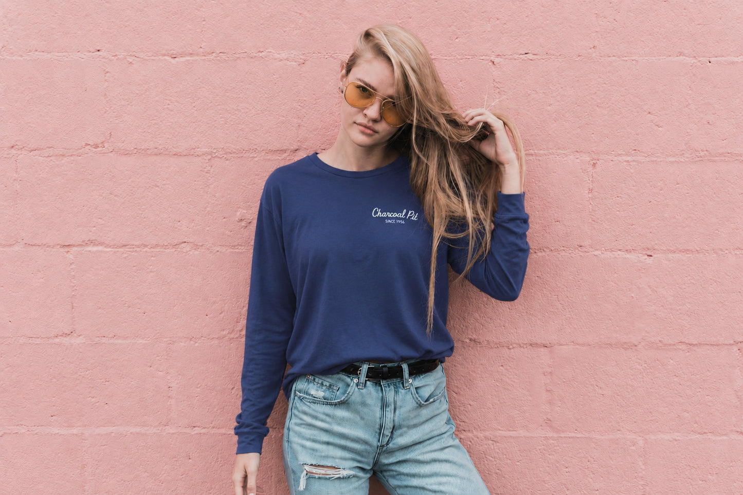 Blue Charcoal Pit Long Sleeve Tee